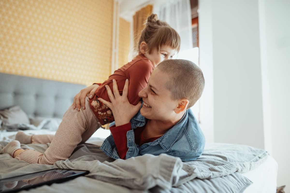A photo of a mother with her child.