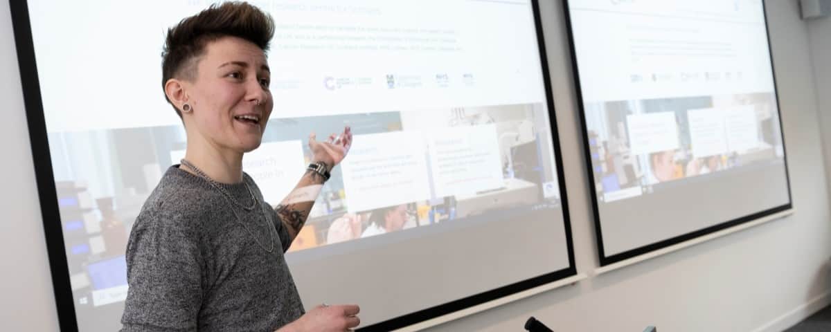 Researcher doing a presentation.