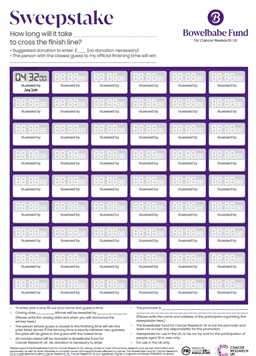 The Bowelbabe Fund sweepstake sheet.