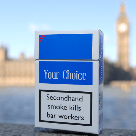 An image of a cigarette pack with the House of Parliament in the background.