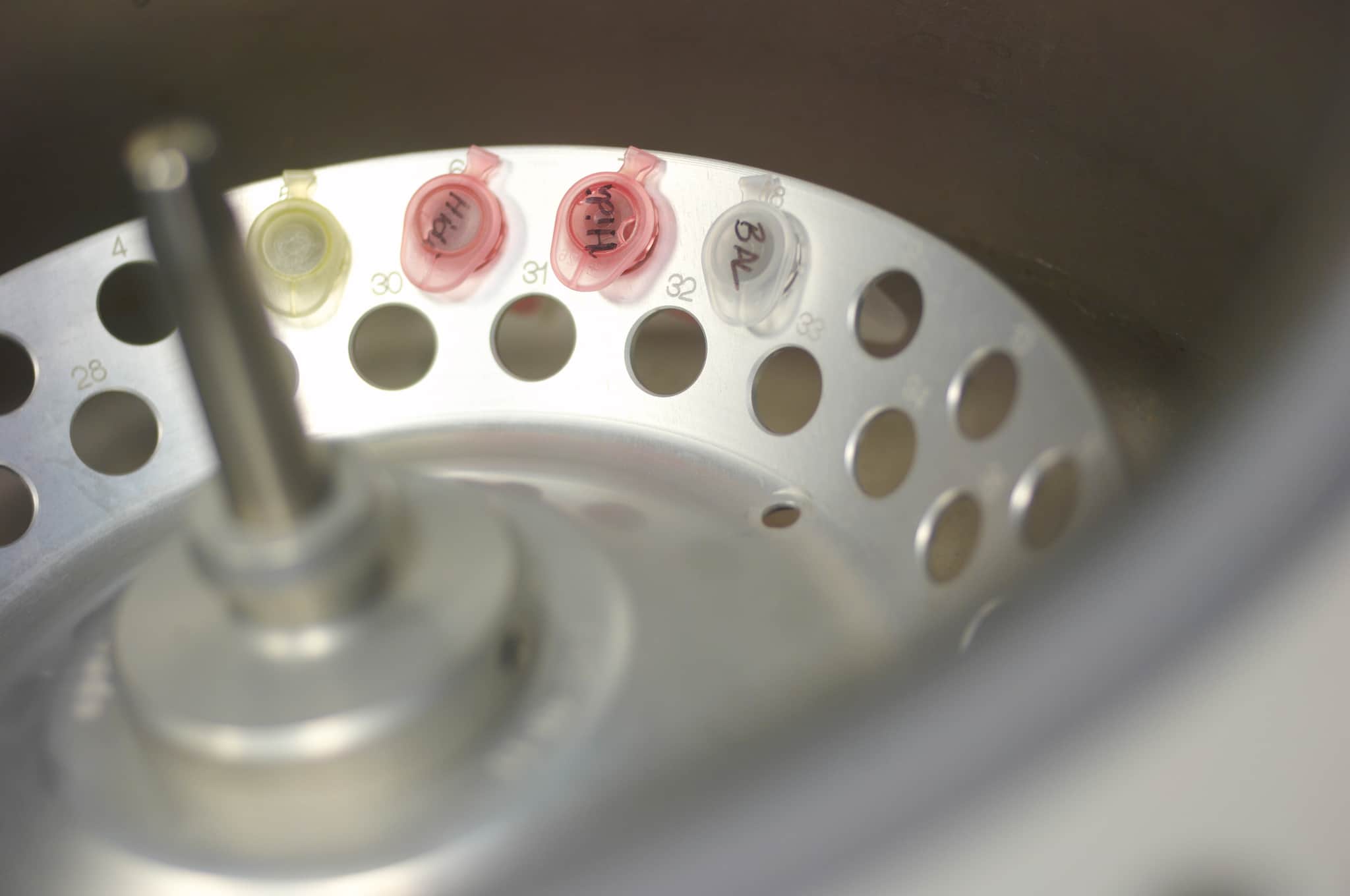 Inside of a centrifuge.