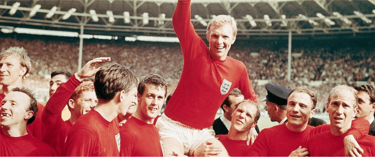 A photo of Bobby Moore and the rest of England's team after their World Cup victory in 1966.