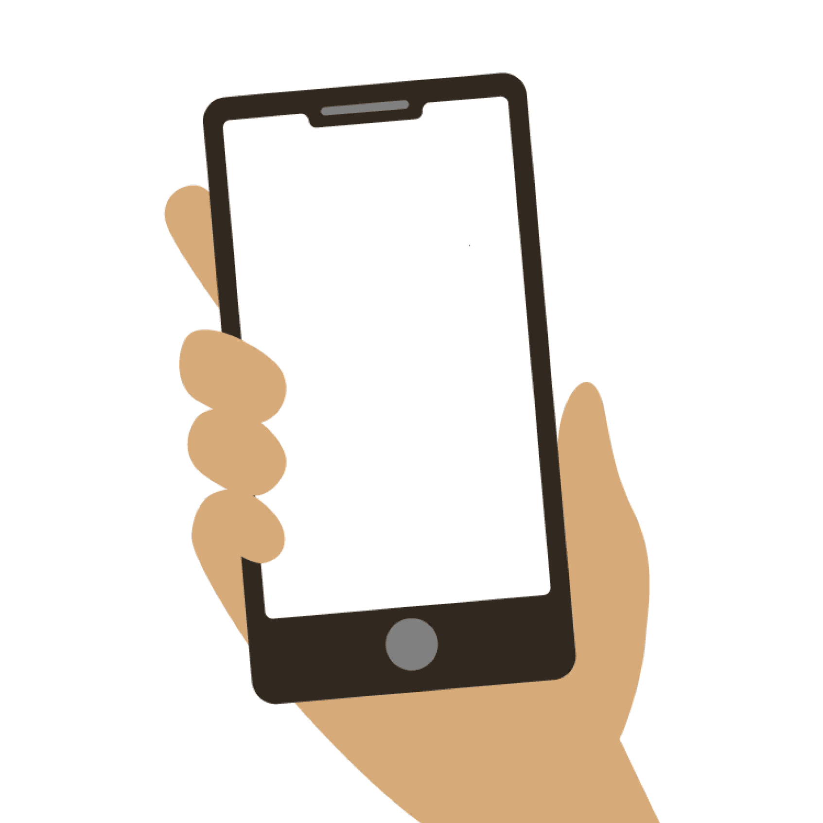 An illustration of a hand holding a phone.